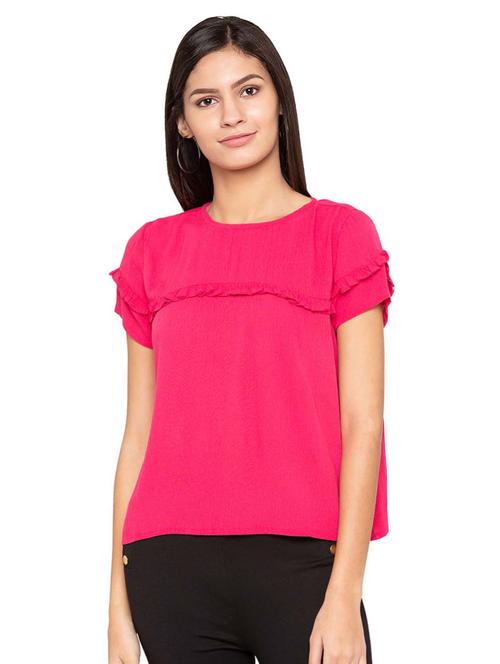 frilled detail short sleeved boxy top - 15628325 - Very Small Image - 1
