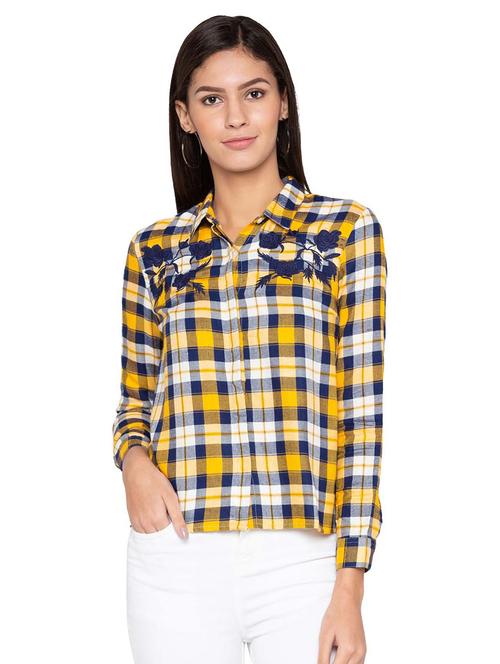 embroidered detail checkered shirt - 15628931 - Very Small Image - 1