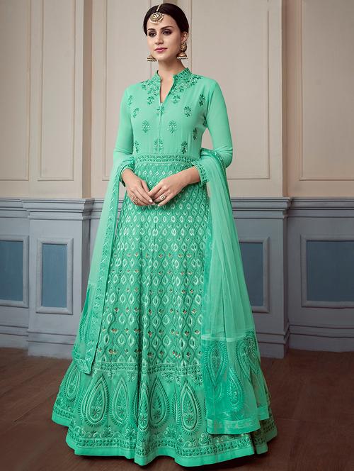 tonal embroidered anarkalli suit - 15629096 - Very Small Image - 1