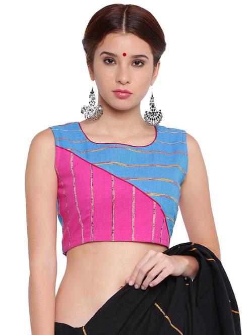 self-design color block blouse - 15629108 - Very Small Image - 1
