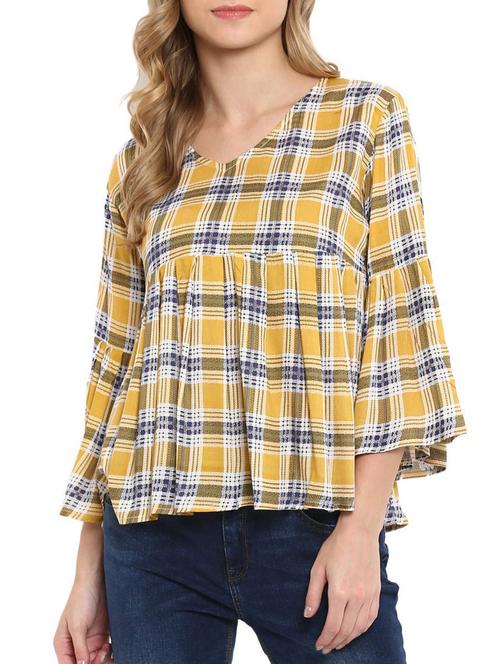gather detail checkered top - 15629230 - Very Small Image - 1