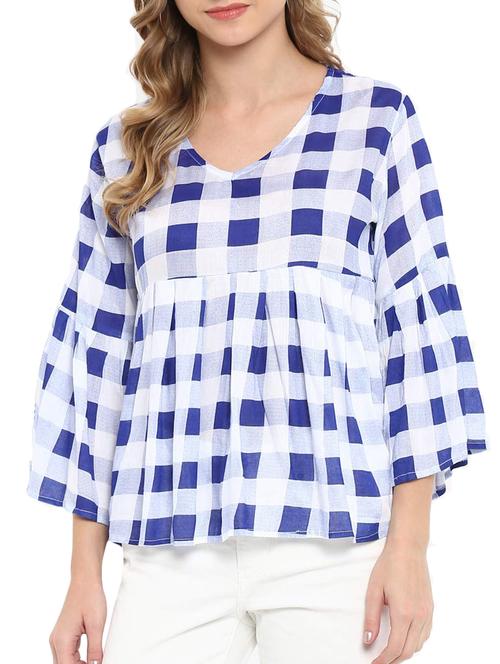gathered detail checkered top - 15629231 - Very Small Image - 1