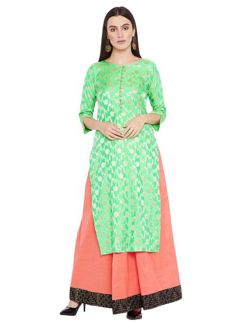 zari self-design kurta with skirt set - 15629352 - Very Small Image - 1