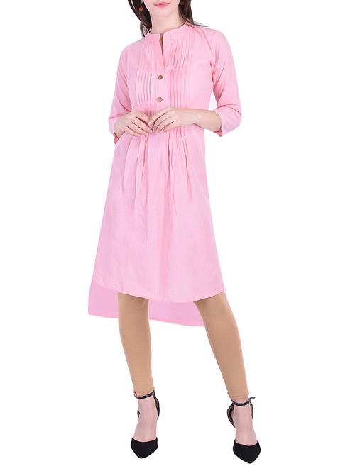 pintucks high low solid kurta - 15629535 - Very Small Image - 1