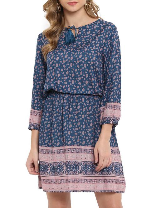 tie up neck paisley blouson dress - 15629676 - Very Small Image - 1