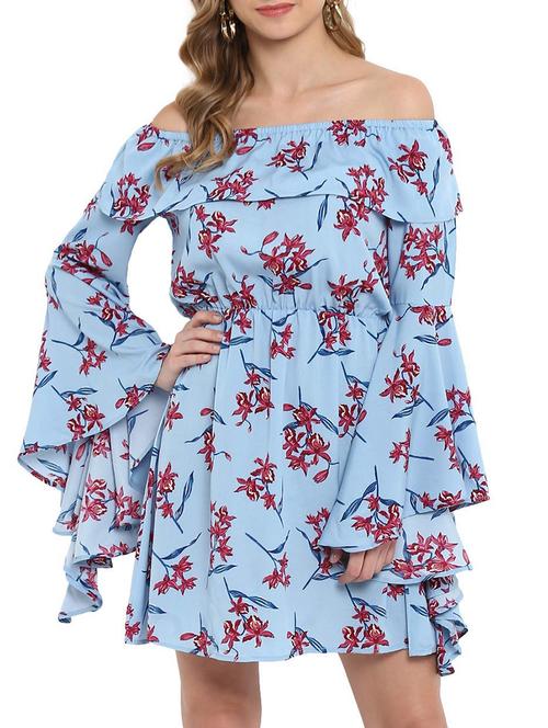floral off shoulder blouson dress - 15629682 - Very Small Image - 1