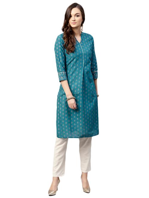foil print straight kurta - 15629683 - Very Small Image - 1