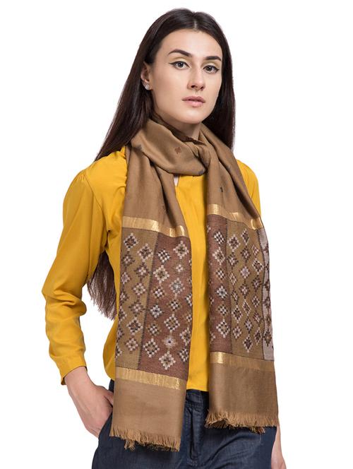 jacquard woolen stole - 15630236 - Very Small Image - 1
