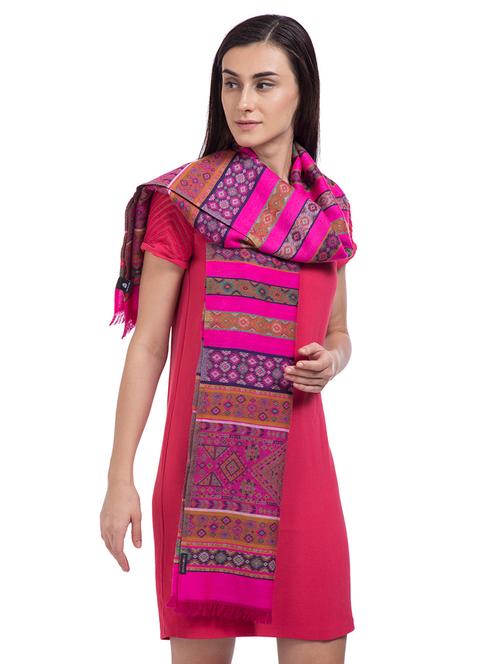 jacquard woolen stole - 15630237 - Very Small Image - 1