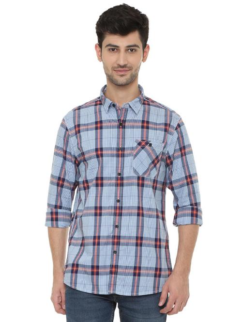 blue cotton casual shirt - 15630397 - Very Small Image - 1