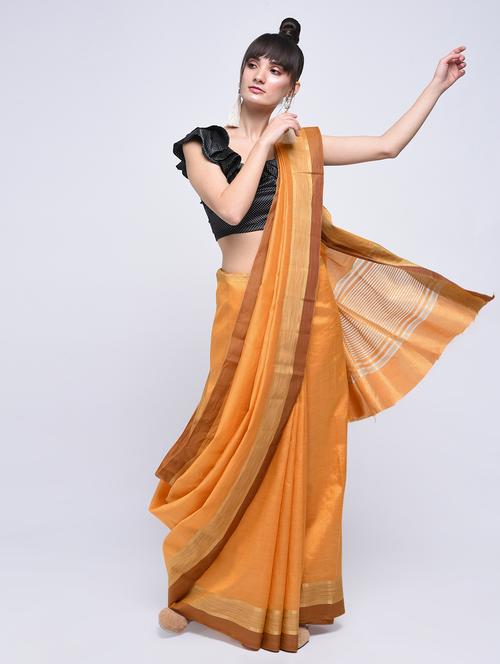 zari border tussar saree with blouse - 15630531 - Very Small Image - 1