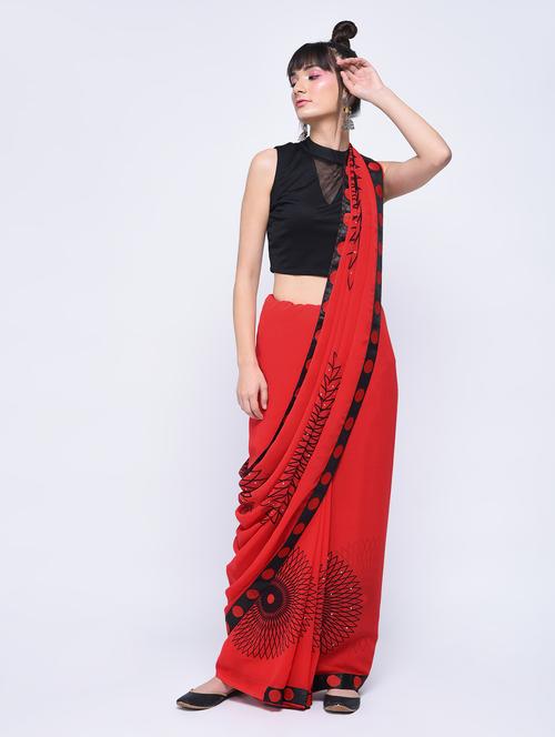 floral printed embellished saree with blouse - 15630551 - Very Small Image - 1