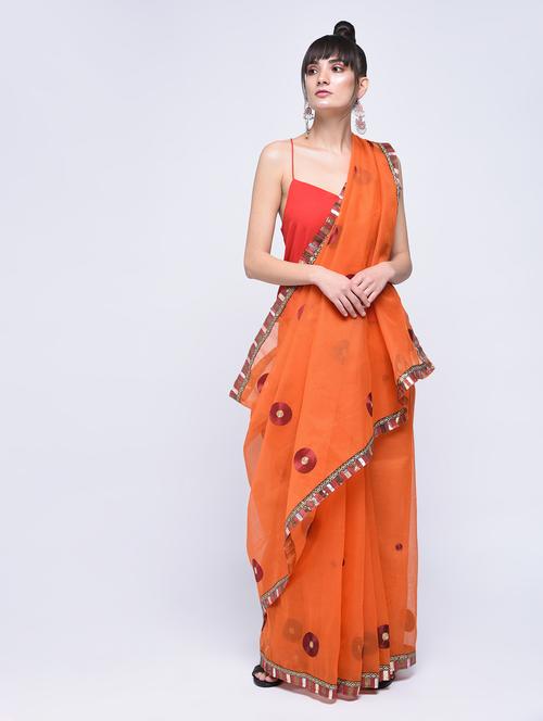 kota doria embroidered saree with blouse - 15630563 - Very Small Image - 1