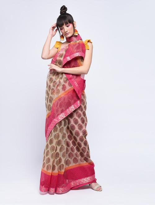 lace border kota doria saree with blouse - 15630565 - Very Small Image - 1