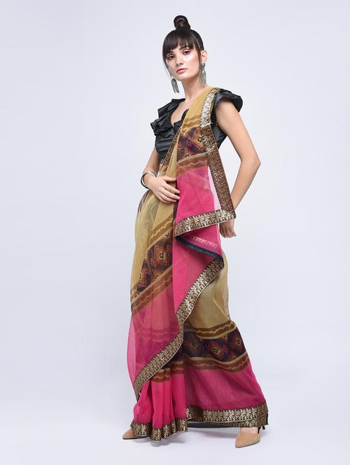 floral kota doria saree with blouse - 15630566 - Very Small Image - 1