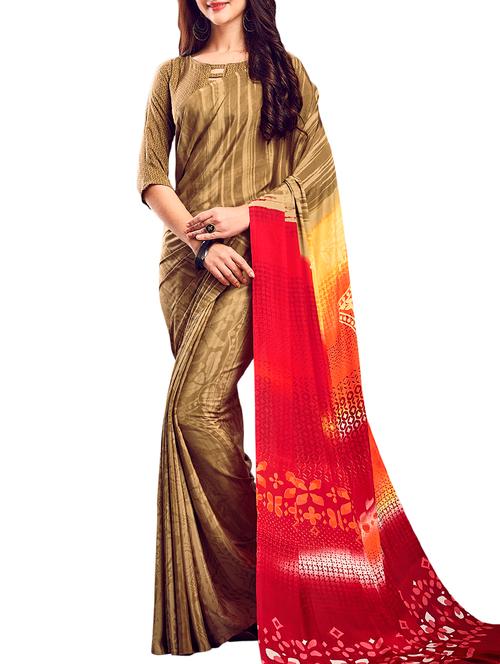abstract printed saree with blouse - 15631671 - Very Small Image - 1