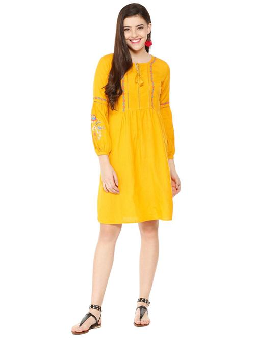 lace detail gathered waist dress - 15631870 - Very Small Image - 1