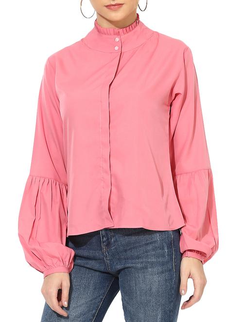 frill trim concealed placket top - 15631916 - Very Small Image - 1