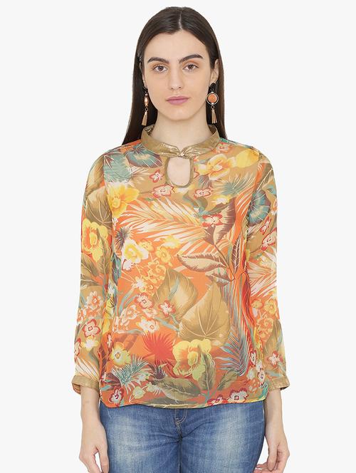 tropical printed chiffon top - 15632444 - Very Small Image - 1