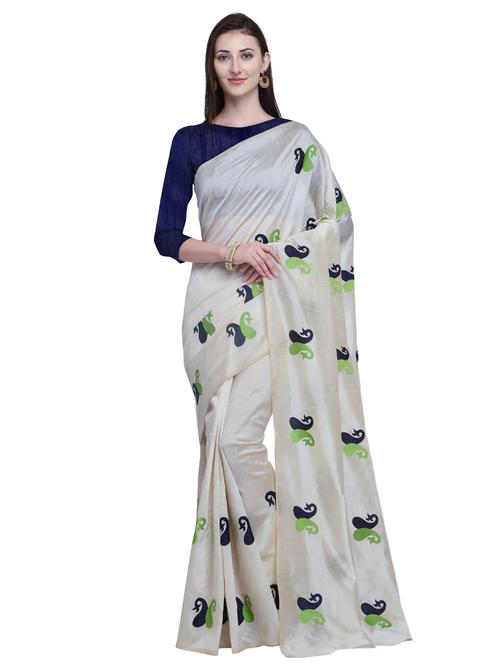 dual tone paisley embroidered saree with blouse - 15635431 - Very Small Image - 1