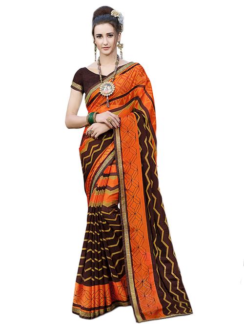 chevron printed saree with blouse - 15635456 - Very Small Image - 1