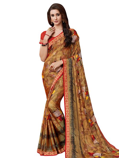 abstract printed saree with blouse - 15635470 - Very Small Image - 1