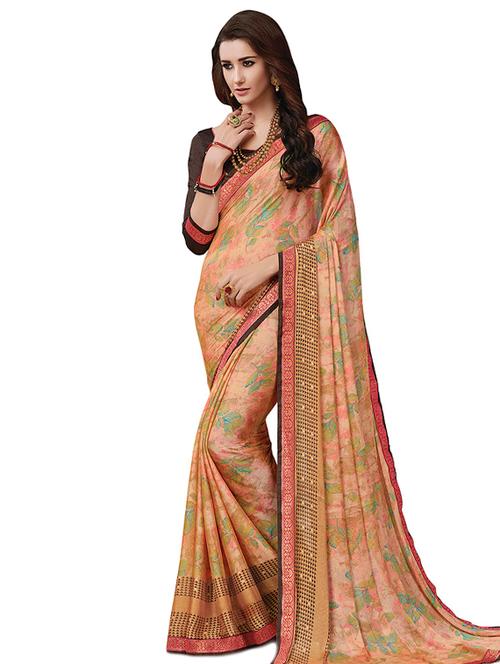 embellished bordered printed saree with blouse - 15635472 - Very Small Image - 1
