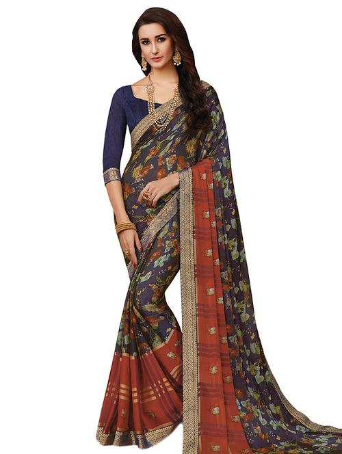 ditsy floral printed saree with blouse - 15635474 - Very Small Image - 1