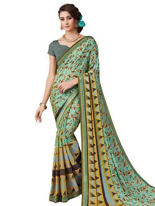 ditsy floral printed saree with blouse - 15635475 - Very Small Image - 1