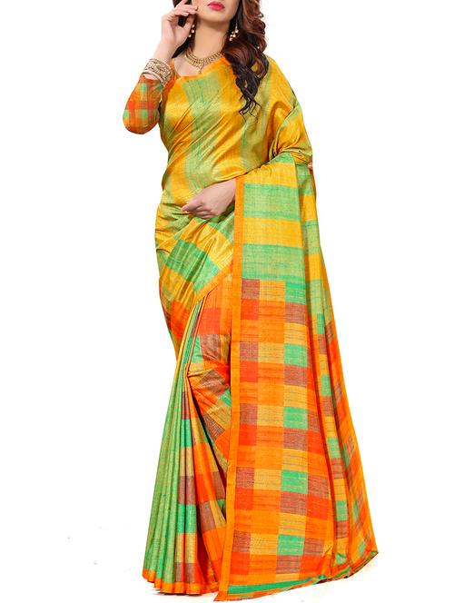 checkered printed saree - 15636309 - Very Small Image - 1