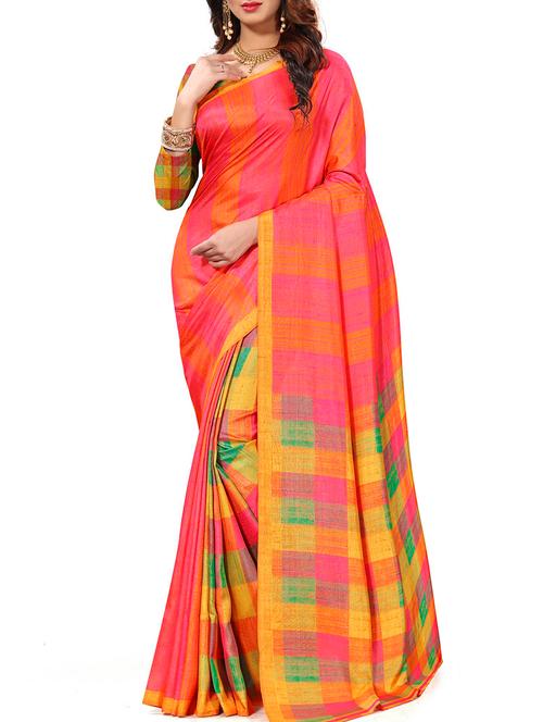 checkered printed saree - 15636310 - Very Small Image - 1