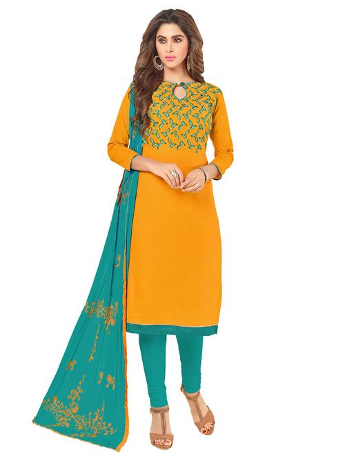 embroidered unstitched churidaar suit - 15636519 - Very Small Image - 1