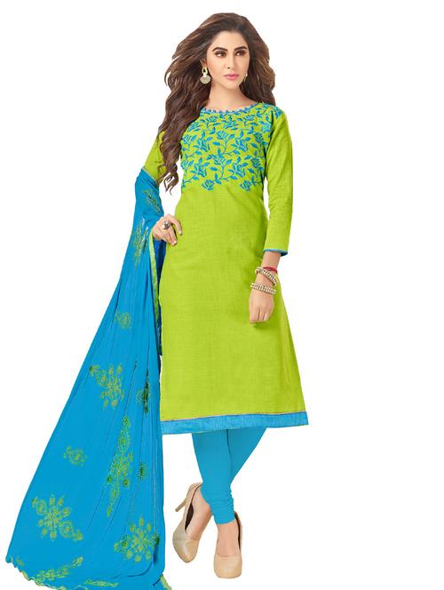 embroidered unstitched churidaar suit - 15636523 - Very Small Image - 1