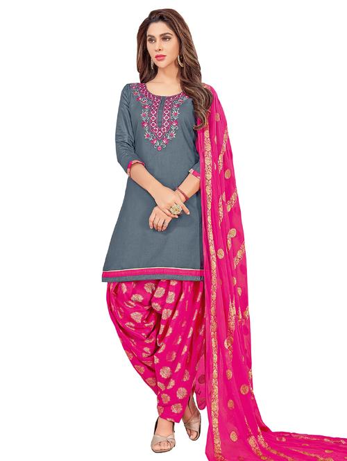 embroidered unstitched salwar suit - 15636530 - Very Small Image - 1