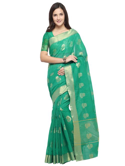 floral zari kota doria saree with blouse - 15636817 - Very Small Image - 1