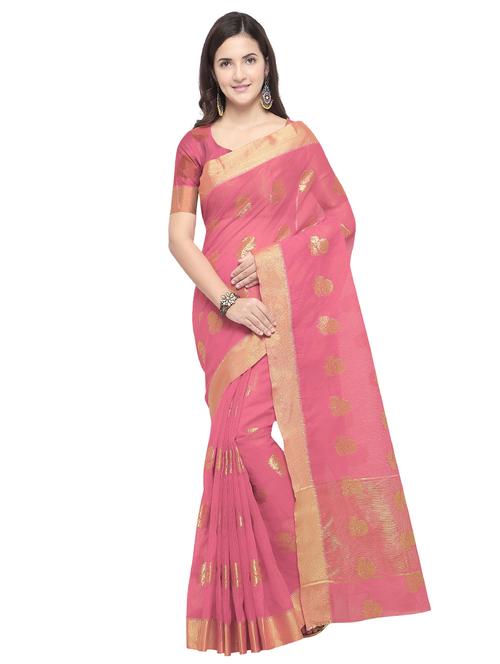floral zari kota doria saree with blouse - 15636818 - Very Small Image - 1