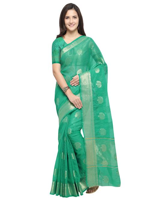 zari motifs kota doria saree with blouse - 15636829 - Very Small Image - 1