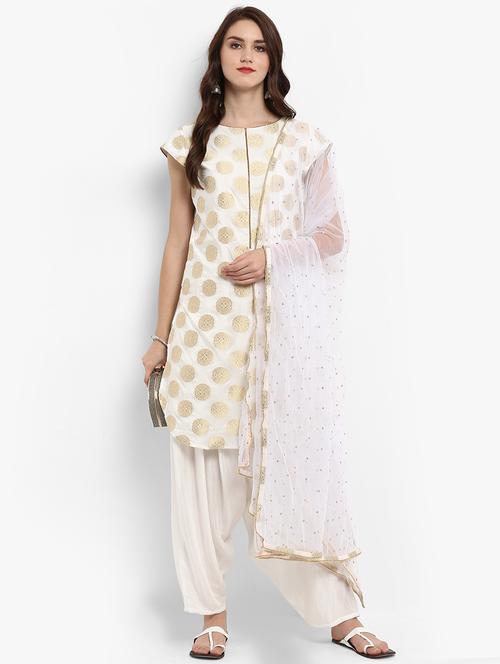 zari self-design stitched salwar suit - 15637477 - Very Small Image - 1