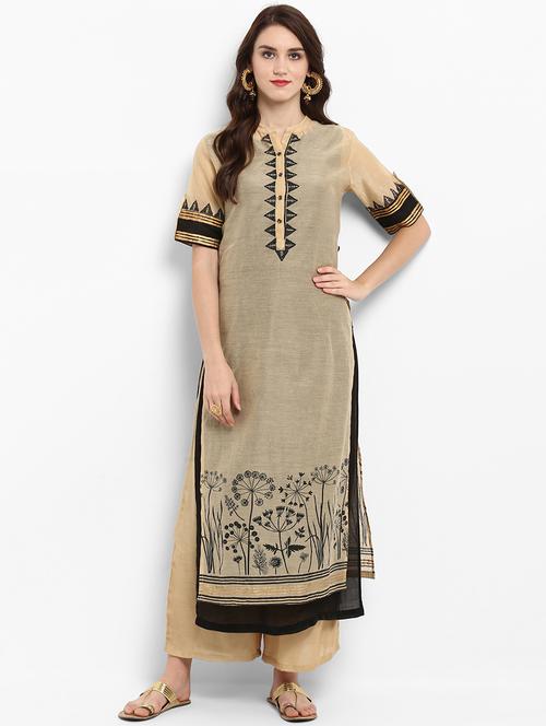 layered chanderi printed kurta - 15637496 - Very Small Image - 1