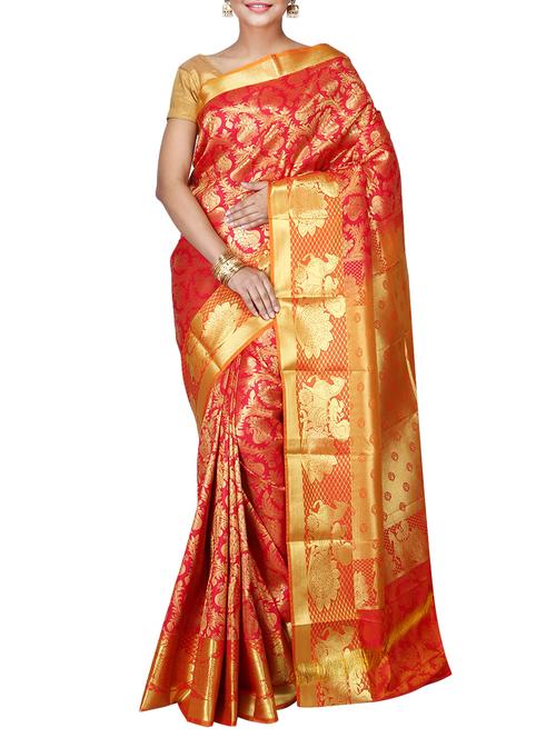 conversational zari motif kanjivaram saree with blouse - 15637901 - Very Small Image - 1