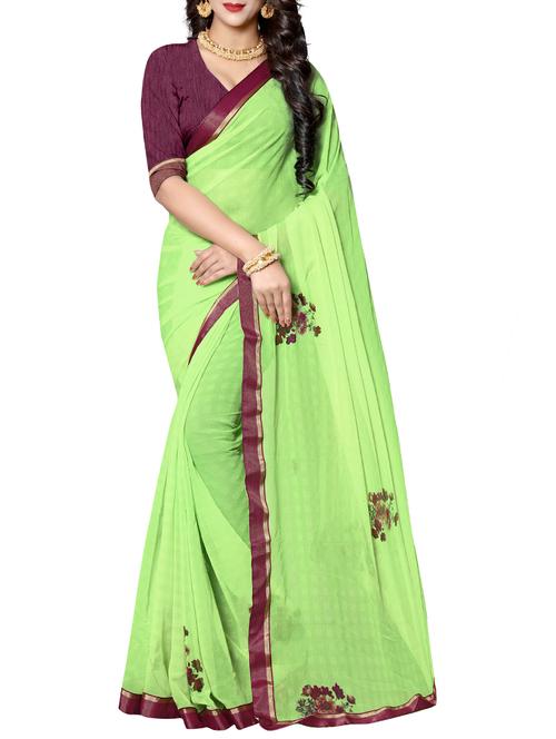 digital floral printed saree with blouse - 15640049 - Very Small Image - 1