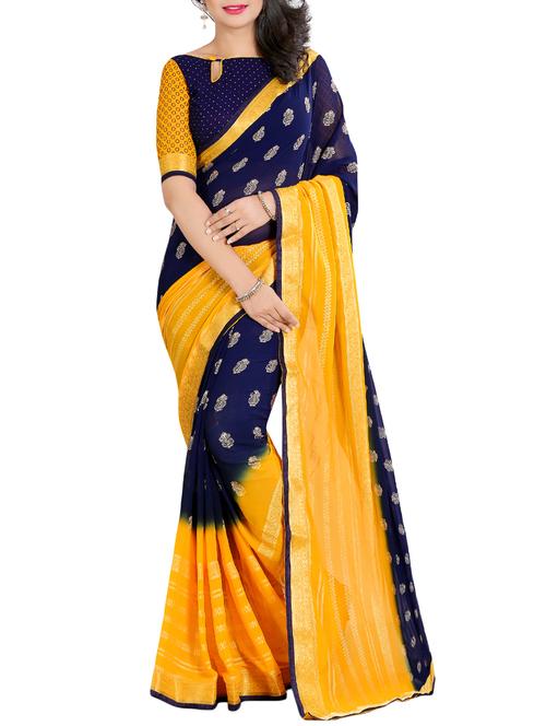 foil paisley printed saree with blouse - 15640062 - Very Small Image - 1