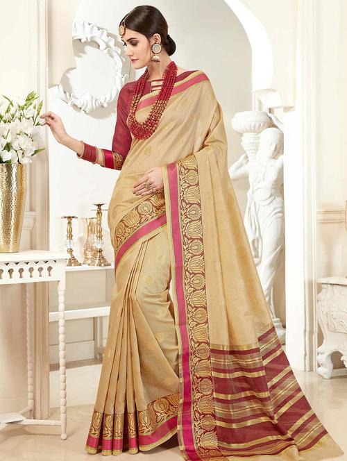 zari motifs woven saree with blouse - 15640136 - Very Small Image - 1