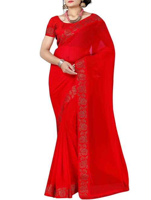 embellished bordered saree with blouse - 15640200 - Very Small Image - 1