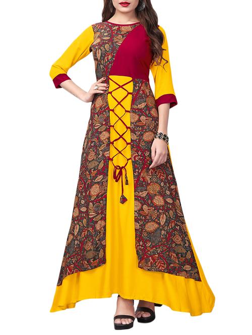 layered criss cross kurta - 15640304 - Very Small Image - 1