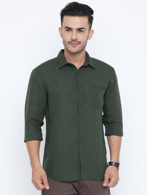 green linen casual shirt - 15640369 - Very Small Image - 1