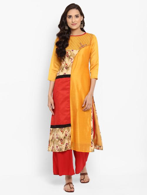 chanderi straight kurta - 15640741 - Very Small Image - 1