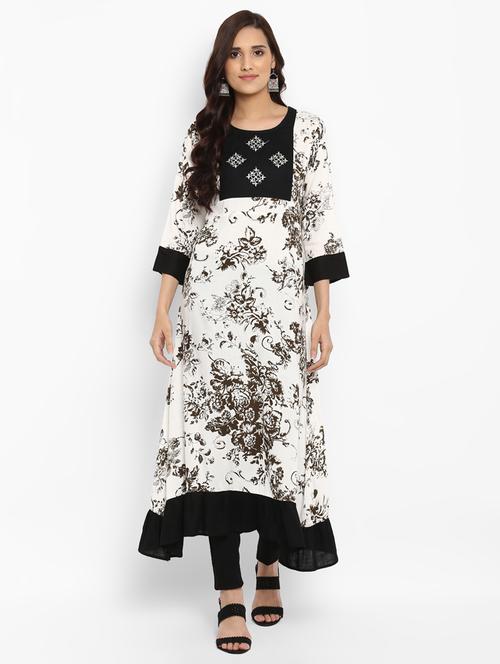 embroidered flared kurta - 15640750 - Very Small Image - 1