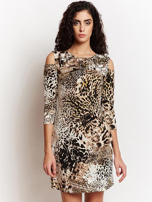 animal print cold shoulder dress - 15640798 - Very Small Image - 1