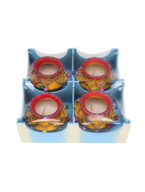 traditional terracotta diyas (earthen lamps) beautifully painted & decorated using best quality acrylic colors, - 15640871 - Very Small Image - 1